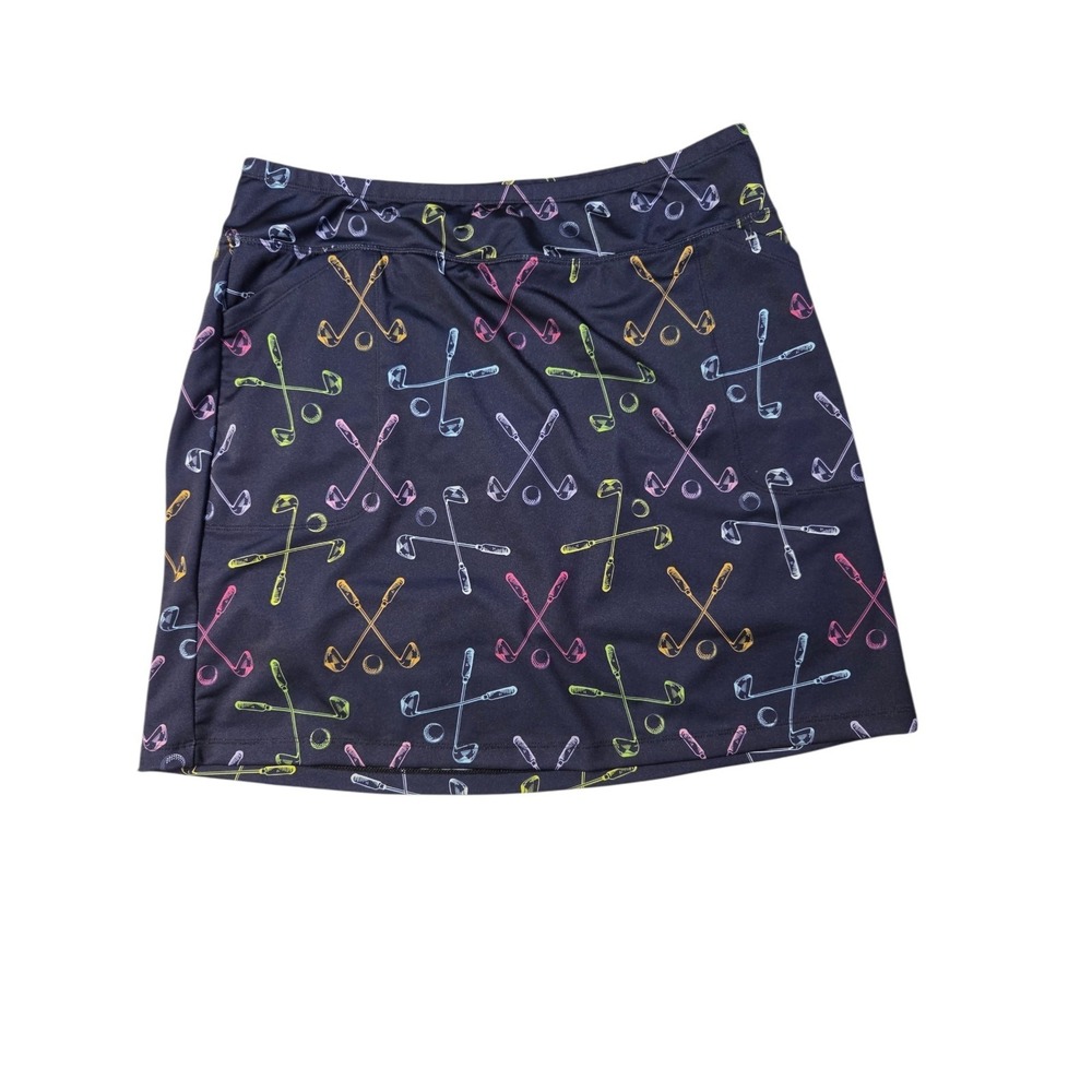 Skinz Navy Blue Mini Golf Skorts W Golf Club/Ball Print XL Hip & Back Pocket 20"